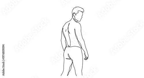 A man standing with his back turned.