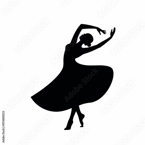 Graceful Woman Dancing Silhouette with Elegant Movement