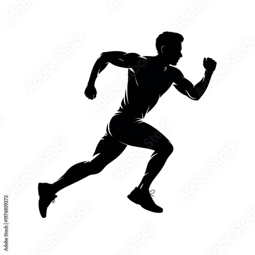Dynamic Silhouette of a Man Running Fast for Success