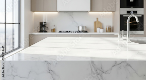 Wallpaper Mural A large marble kitchen island with a sink Torontodigital.ca