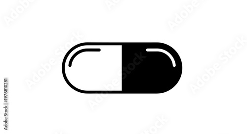 Black and white capsule symbol isolated on a white background