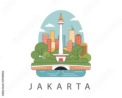 Vector Jakarta with monas main object