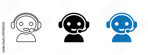 Chatbot assistant icon headset customer support service help communication call center AI digital assistant online support vector design