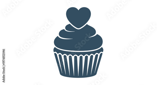Cupcake with Heart Shaped Frosting.