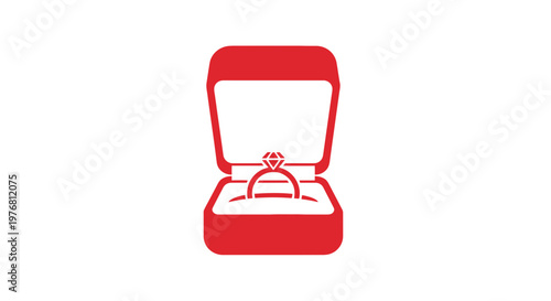 Red Jewelry Box with Engagement Ring Inside.