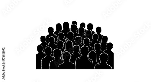 Silhouette of Crowd of People Together.