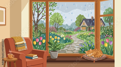 Brown wooden armchair with pillows.