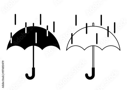 傘のアイコン　小雨　天気　シンプル　ベクター