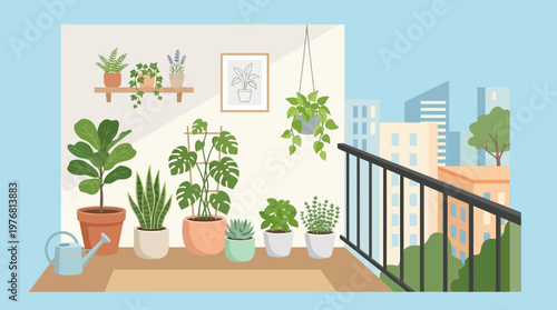 Variety of Potted House Plants Display.
