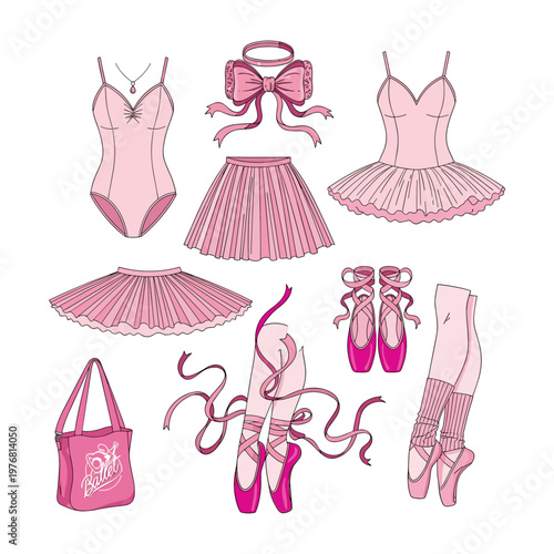 Pink Ballet Outfit Collection: Leotard, Tutus, Pointe Shoes, Bag & Accessories