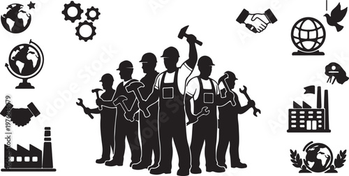 1st May Happy Labour Day, International workers day, toolbox instrument