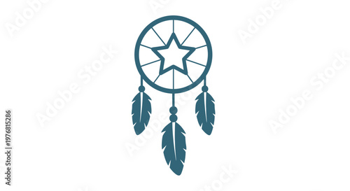 Dreamcatcher with Feathers and Star Symbol.