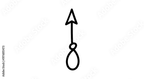 Simple Black Fishing Hook Icon Illustration.