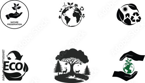 World environment day eco friendly conservation logo designs