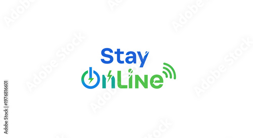 Stay online concept with colorful logo and wifi signal on white background