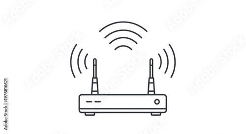 Wi fi router with signal waves transmitting internet connectivity wirelessly
