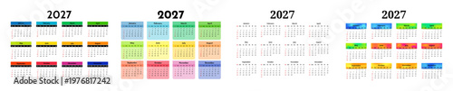 Set of calendars for 2027 isolated on a white background
