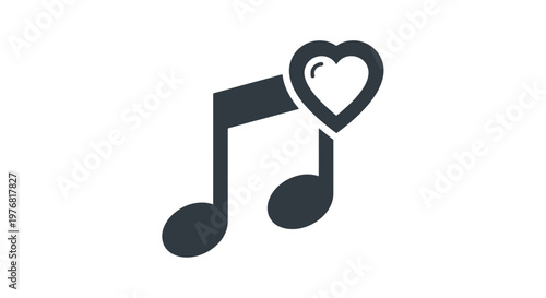 Music Note with Heart Symbol Icon.