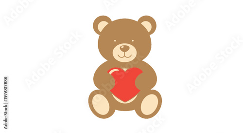 Cute Cartoon Teddy Bear Holding Heart.
