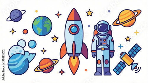 Astronaut in Space Suit Standing.