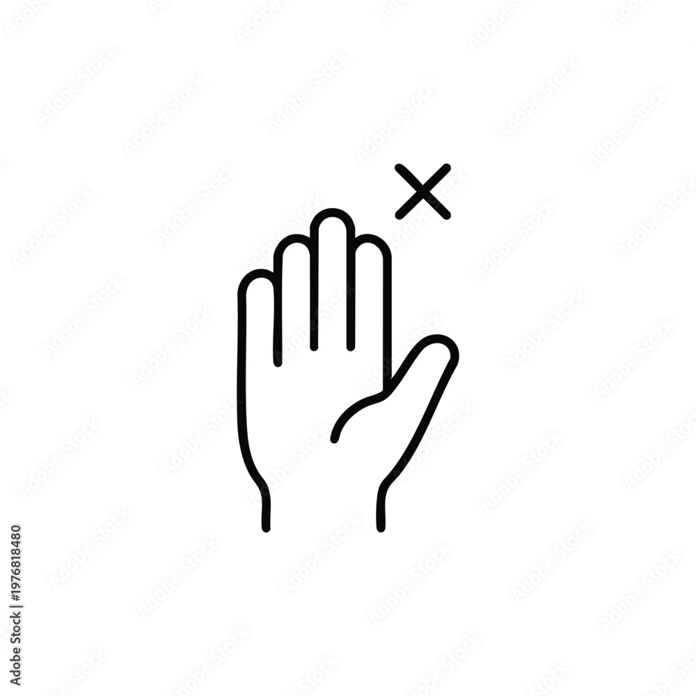 Fototapeta premium Black and white vector hand with cross gesture circus entertainment theme illustration