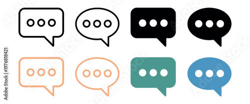 Colorful chat bubble icons representing digital communication social media messages online conversation vector illustration set