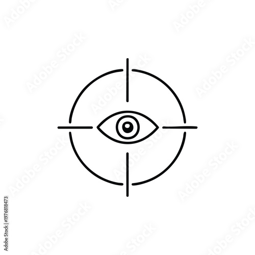 Black and white circus eye target icon minimal line art entertainment symbol