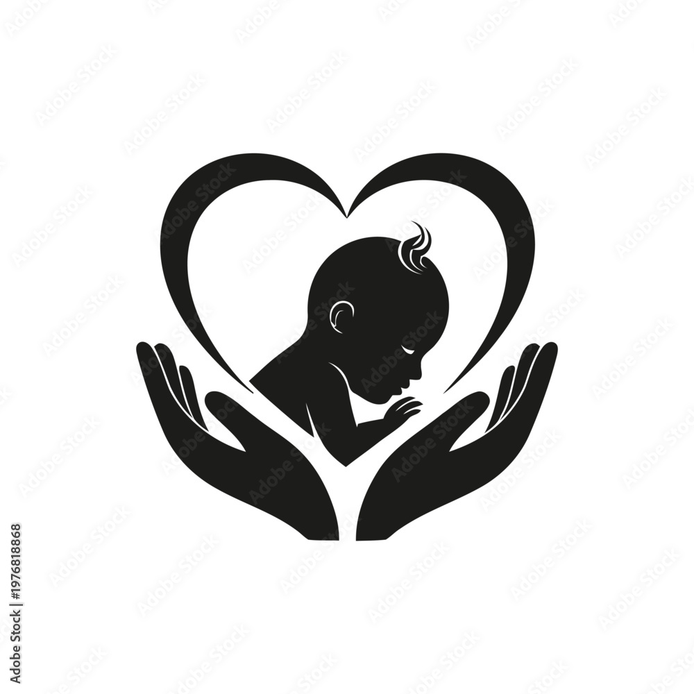 Obraz premium A baby is cradled in hands surrounded by a heart