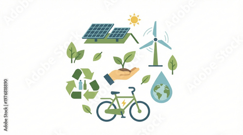 Eco friendly transportation and energy concept.