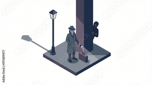 Man in suit and hat standing.