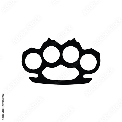 Metal knuckle dusters for hand protection during combat Vector Illustration Isolated on white background