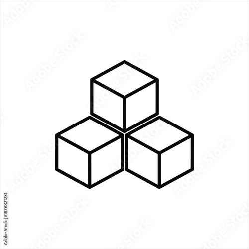Three stacked cubes forming a pyramid shape with clean outlines on white background