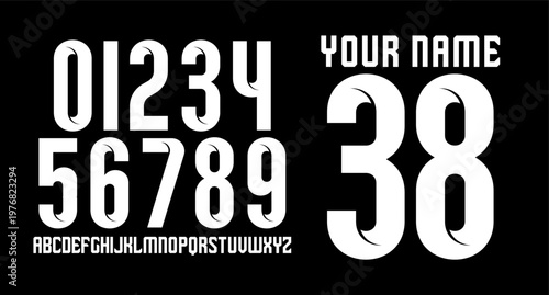  EDITABLE CLASSIC RETRO MODERN SHAPE VECTOR NUMBERSET FOR YOUR JERSEY