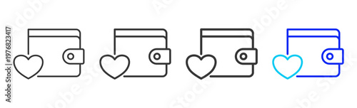 love finance Set Collection Outline Style For Insurance With Multiple Thickness Variations Editable Vector Icon Pack Clean Modern Finance Savings Protection Kit