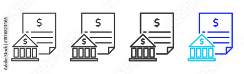 bank records Set Collection Outline Style For Insurance With Multiple Thickness Variations Editable Vector Icon Pack Clean Modern Finance Savings Protection Kit