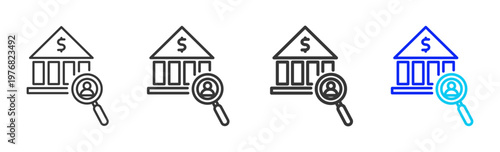 User Banking Set Collection Outline Style For Insurance With Multiple Thickness Variations Editable Vector Icon Pack Clean Modern Finance Savings Protection Kit