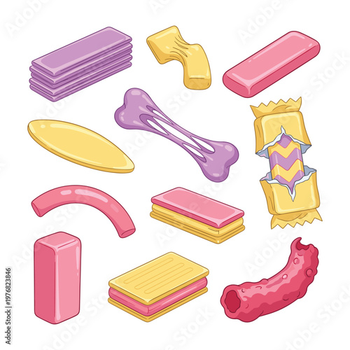 Chewing Gum Variety Pack: Shapes, Colors, and Flavors