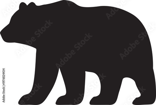 A black bear silhouette on a white background isolated on transparent background