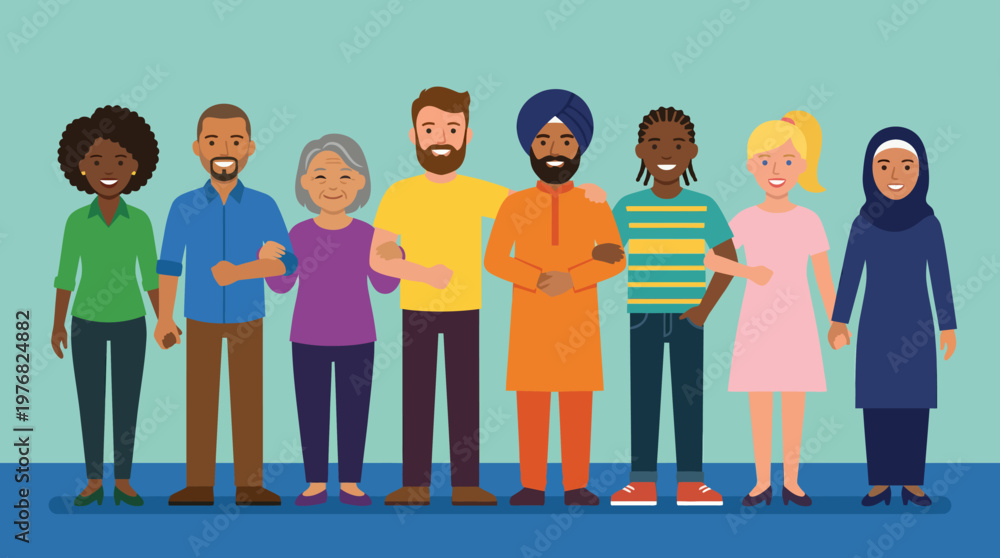 Obraz premium Diverse Group of People Standing Together in Unity.