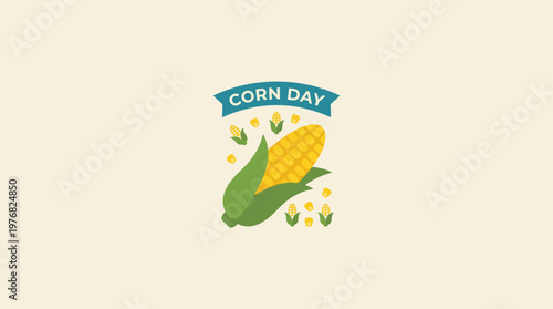 Corn Day Celebration with Fresh Corn Illustration.