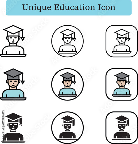 Graduation Student Icon Set
