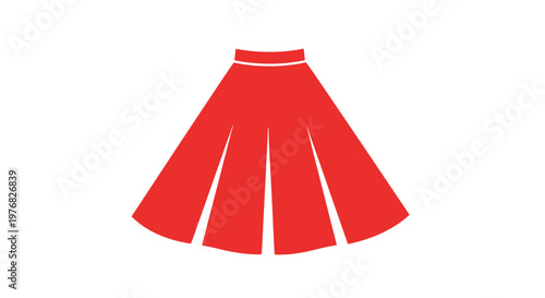 Red Flared Skirt Fashion Illustration.