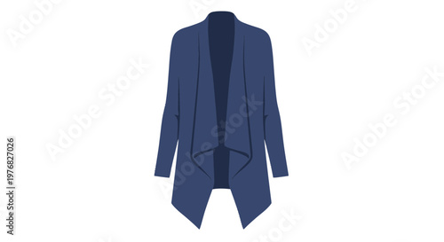 Navy Blue Tailored Blazer on White Background.
