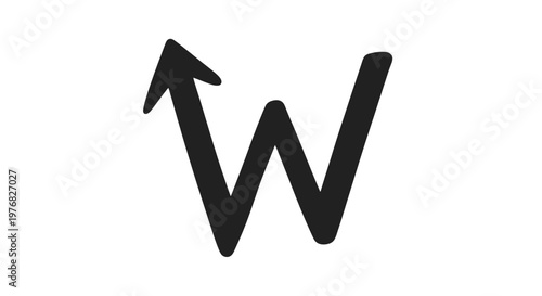 Foto Black Letter W with Upward Arrow.