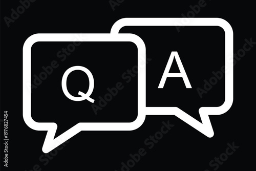 Questions and answers icon flat illustration set logo