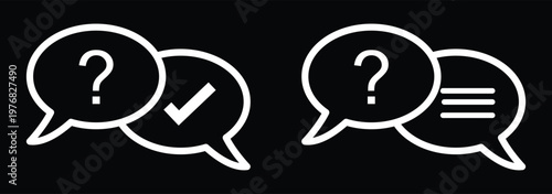 Questions and answers icon flat illustration set logo