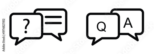 Comment question vector illustration icon set. flat and stroke style Collection. Text chat icon designs.