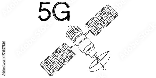 An illustration of a satellite representing the advancement of global 5g wireless connectivity