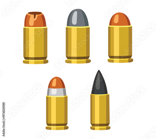 gun bullet cartoon illustration set