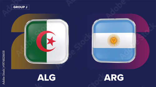 Algeria vs Argentina Flags - Group J, World Cup 2026